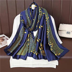 100% Large Silk Feeling Scarf -Women's Fashion Long Satin Neck Scarf